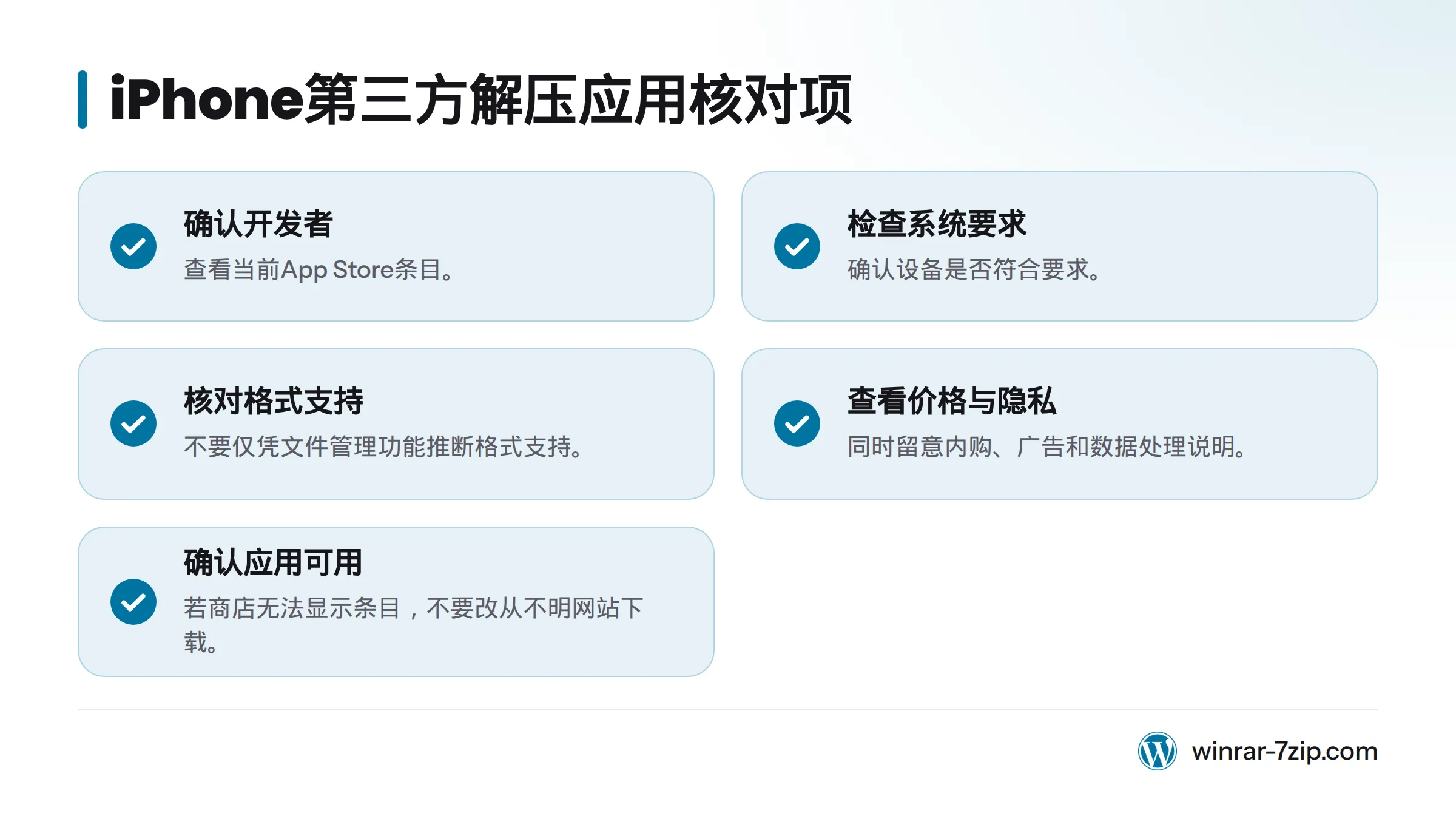 安装Documents或iZip前，核对开发者、系统要求、格式支持、价格、隐私说明和应用可用性。